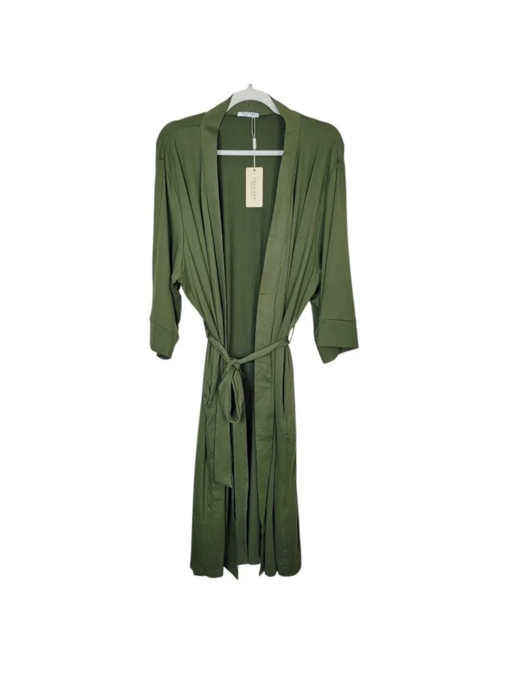Ekouaer Ultra Soft Midi Robe Olive Green Size 2XL Sleepwear Loungewear